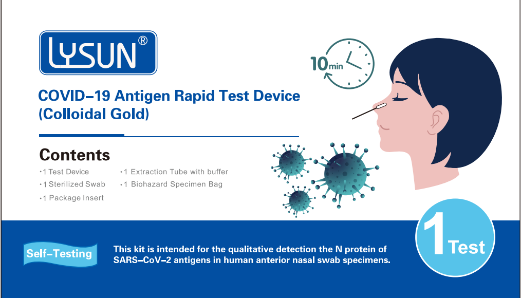 COVID-19 Antigénový test /koloidné zlato/ pre samodiagnostiku LYSUN, 1 ks