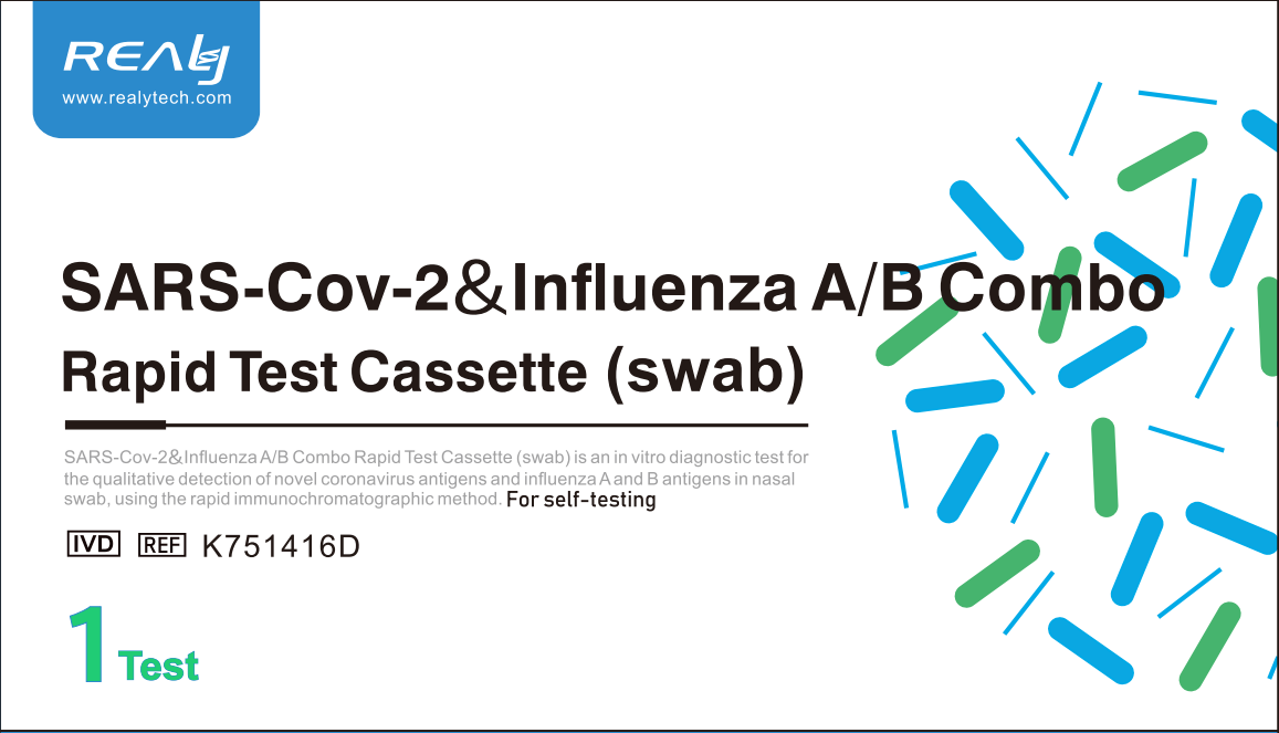 SARS-Cov-2 & chrípka A/B combinovaný test pre samodiagnostiku REALY TECH K751416D, 1 ks