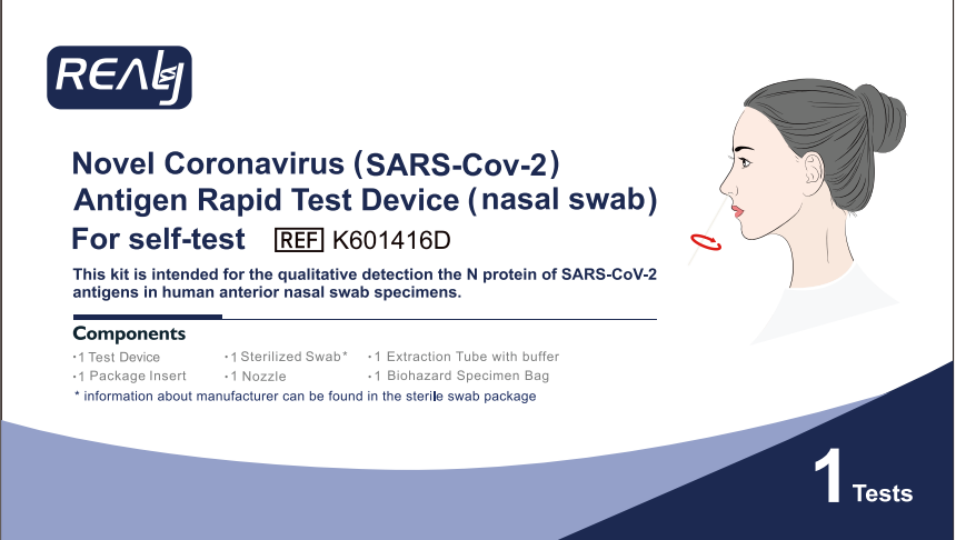 SARS-CoV-2 Antigénový rýchly test určený na samodiagnostiku, RealyTech K601416D, 1 ks