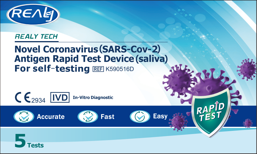 Rýchly test koronavírusu /SARS-Cov-2/ REALY TECH K590516D slinný, 5 ks