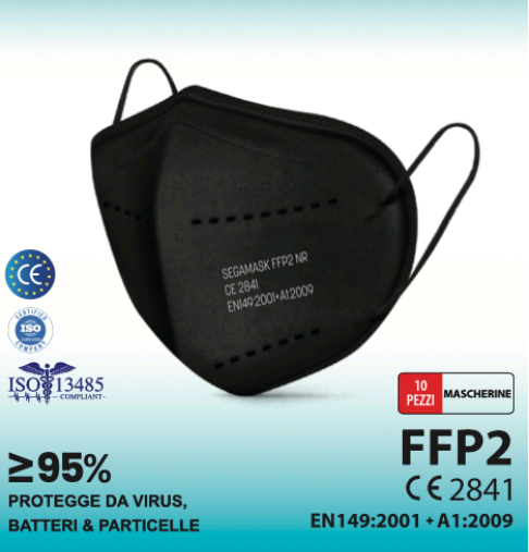 FFP2NR Respirátor SEGA-P2 10 ks/čierny