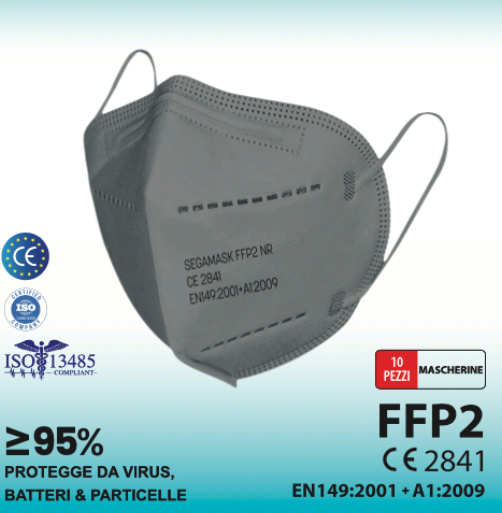 FFP2NR Respirátor SEGA-P2 10 ks/sivý